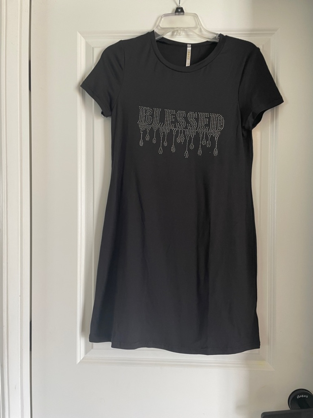 Black 'BLESSED' Rhinestone Tee Dress